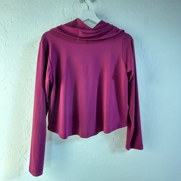 Sympli Womens Long Sleeve Cowl Neck Cropped Top Size 6 Magenta Pink Stretch - Picture 2 of 8